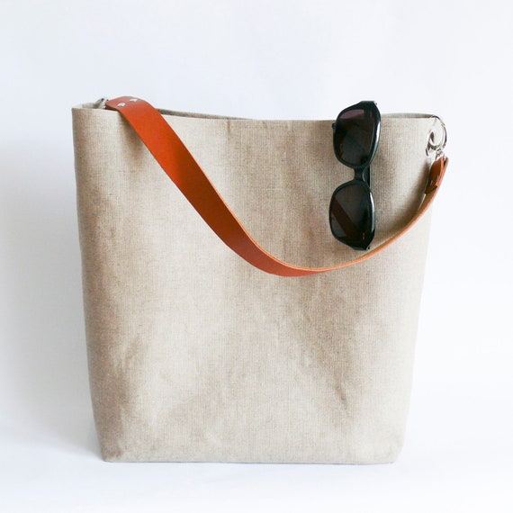 jute tote bag with leather handles