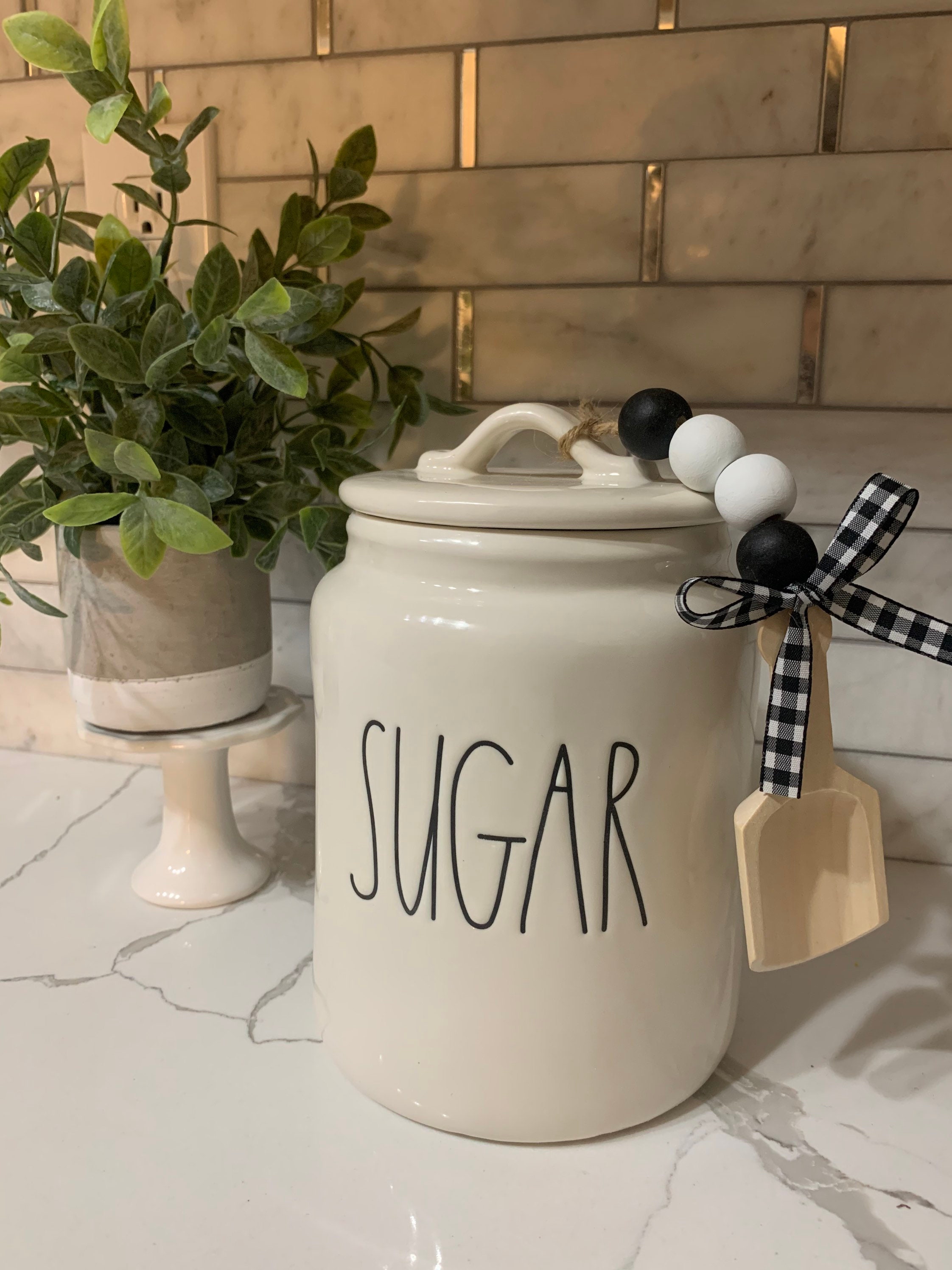 Canister Scoop mini wooden scoops, farmhouse, Buffalo plaid, Rae Dunn