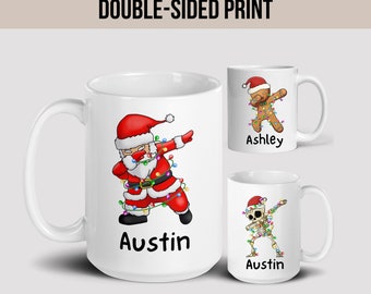 Kids Hot Cocoa Mug, Santa Mug, Custom Name Mug, Hot Chocolate Coffee Mug, Personalized Christmas Gift for Kids, Gift for Grandkids, Xmas