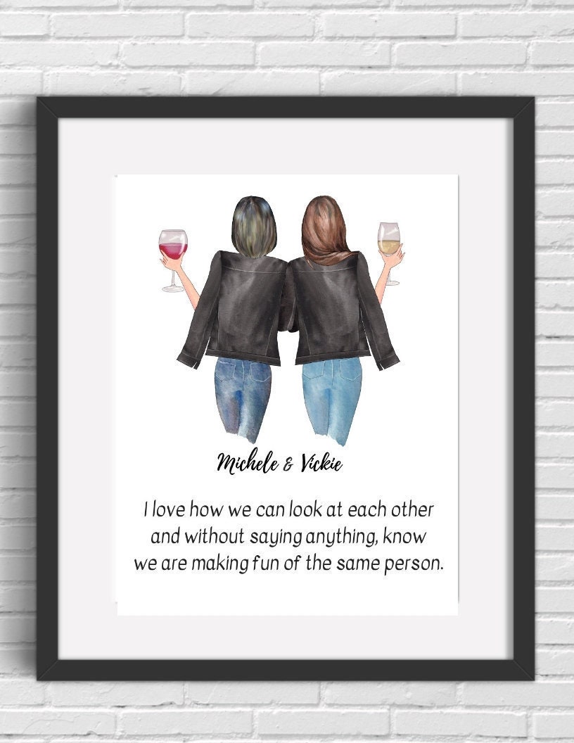 Best Friends Personalized Wall Art Digital Art BFF Gifts | Etsy