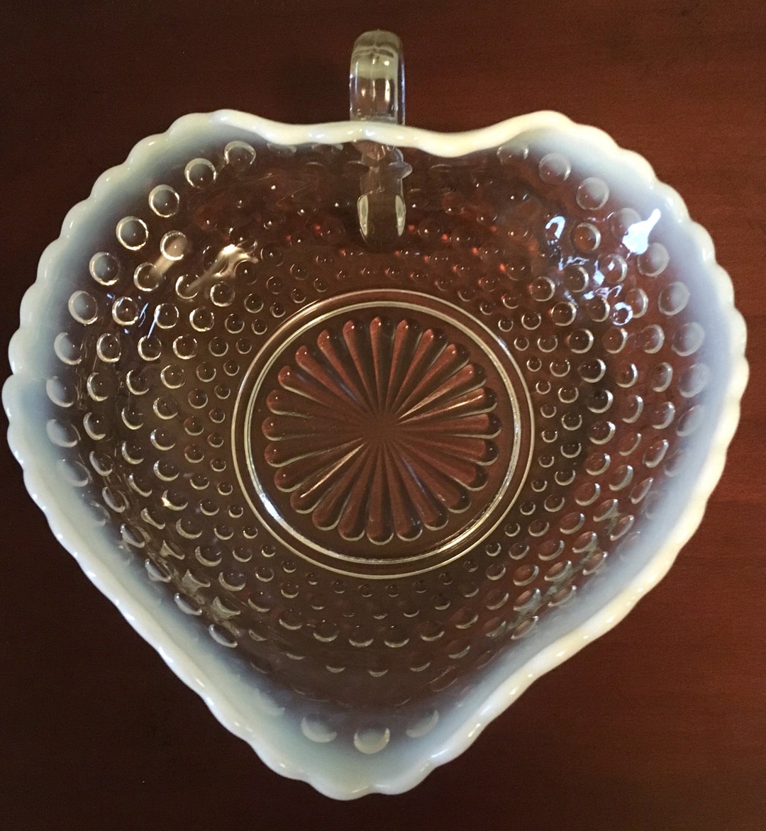 Fenton Hobnail Opalescent Heart Shaped Candy Dish Etsy