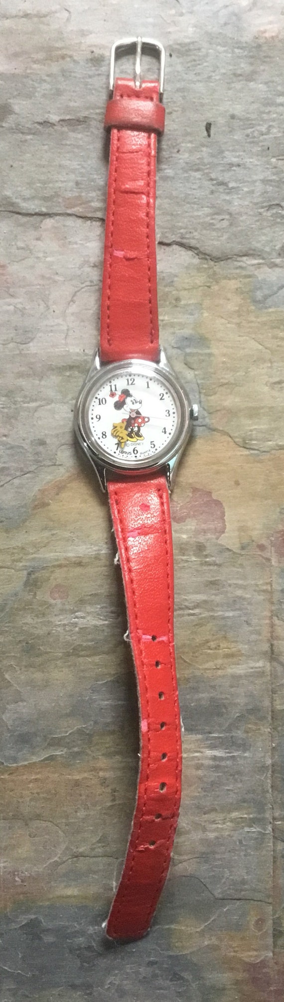 Vintage Disney Minnie Mouse Watch with Red Leather
