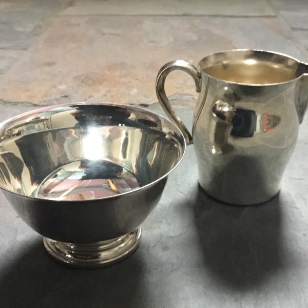 Vintage Paul Revere Repro Silverplate Sugar and Creamer