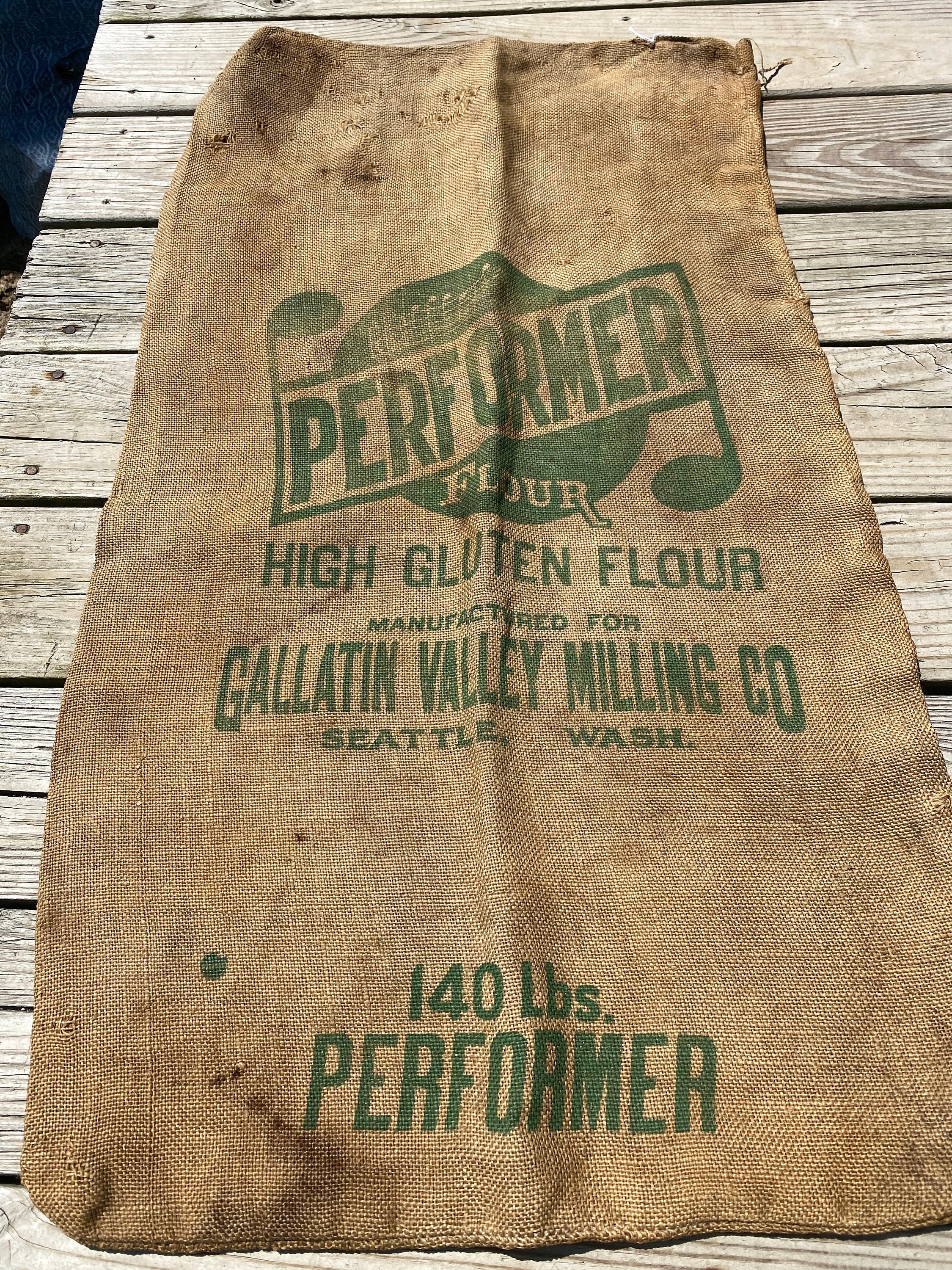Vintage 140 Lb Performer Flour Seattle Washington Burlap Bag Etsy