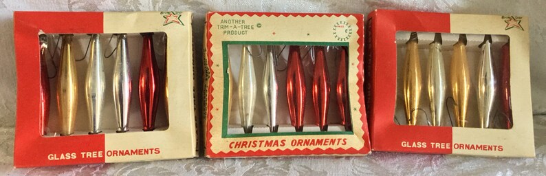 3 Sets of Vintage Miniature Teardrop Ornaments