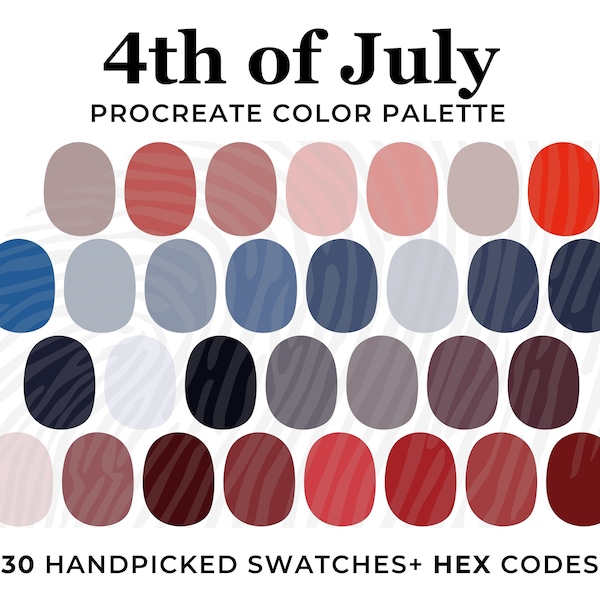 America Color Palette Procreate, Procreate Swatches, Color Scheme, Hex Codes, 4th July Americana Memorial Day, USA procreate color palette