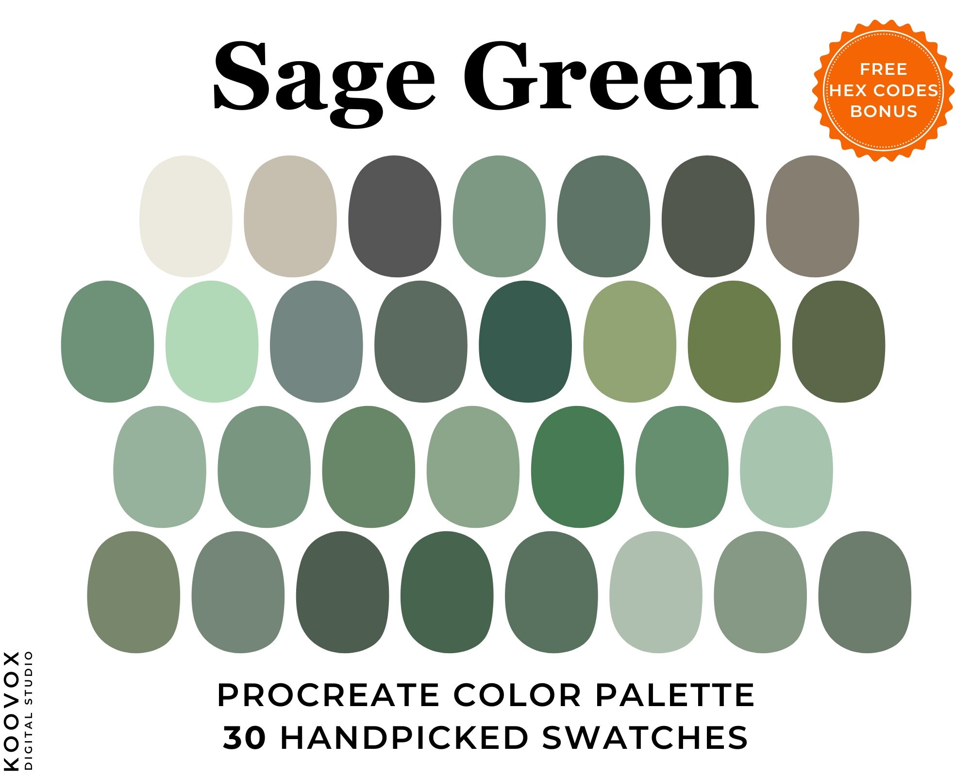 Sage Green Procreate Color Palette Procreate Color Swatches Etsy UK