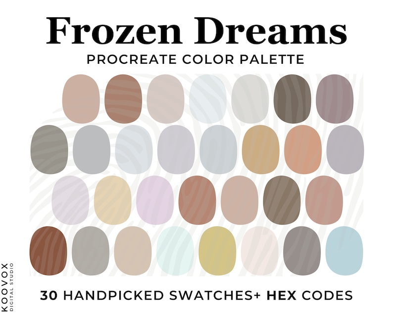 Pastel Winter Color Palette for Procreate, Soft Winter Pastel Color