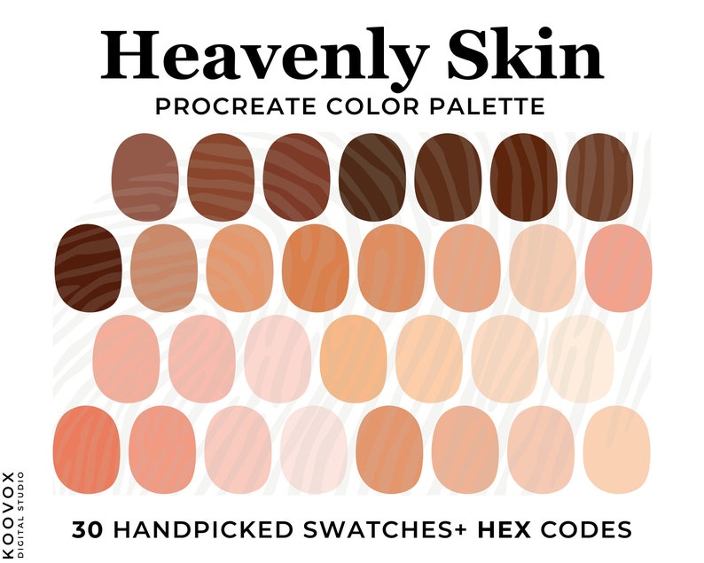 Skin Color Palette Procreate, Skin Tones Procreate Color Swatches