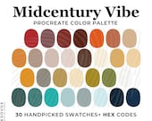 Midcentury Modern Color Palette: 30 Retro Procreate Swatches (HEX Codes)