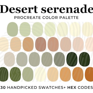 Boho Desert Color Palette for Procreate, Procreate color swatches, color HEX Codes, Boho Color Palette, Earthy Modern Bohemian