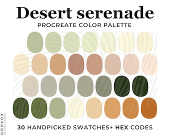 Boho Desert Color Palette: 30 Procreate Swatches + HEX Codes (Digital Download)