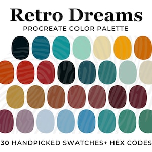 Retro 70s Procreate Color Palette: 30 Vintage Swatches (Digital Download)