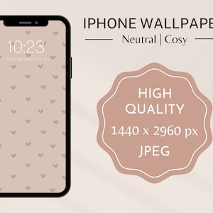 Neutral Beige Herz iPhone Wallpaper (digitaler Download)