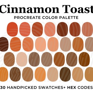 Brown Orange Color Palette, Hex Codes, Orange Color Swatches, Procreate Tools for iPad Pro, Procreate Swatches, Burnt Orange Color scheme