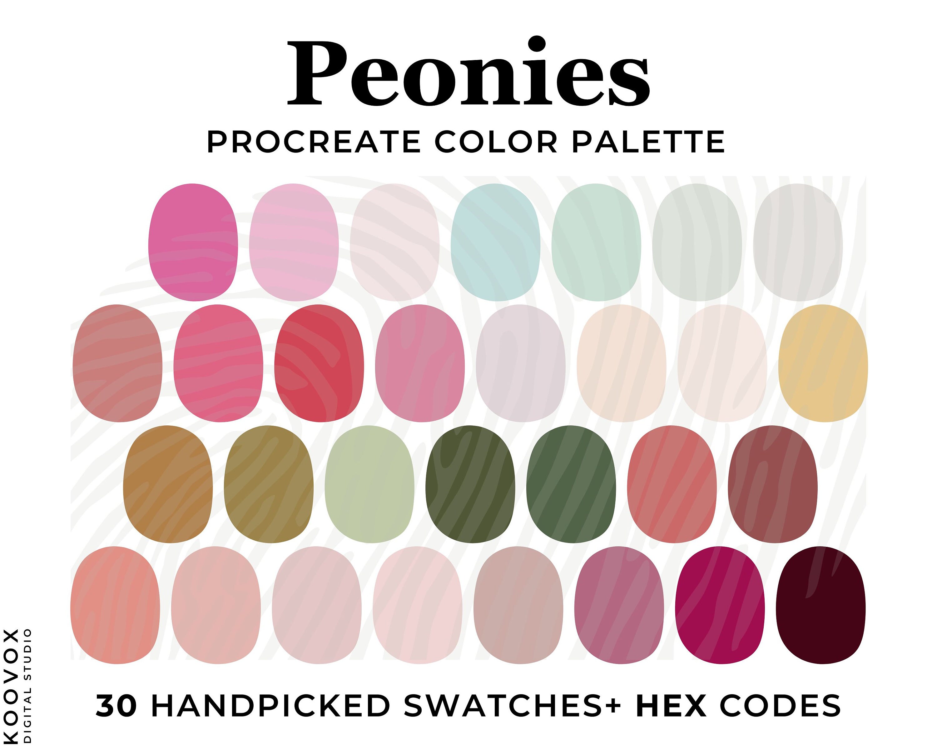 Floral Color Palette for Procreate, Hex Codes, Color Procreate Swatches ...
