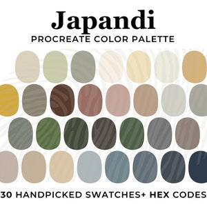 Japandi Procreate Color Palette: 30 Neutral Boho Swatches (Digital Download)