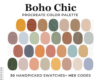 Boho Procreate Color Palette: 30 Soft Muted Swatches (Digital Download)