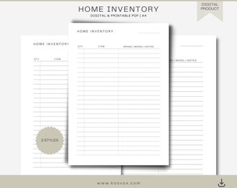 Minimalist Airbnb Inventory Checklist - Home Organisation - Housekeeping Tracker - Printable - A4 - Inventory Checklist - VRBO Essential