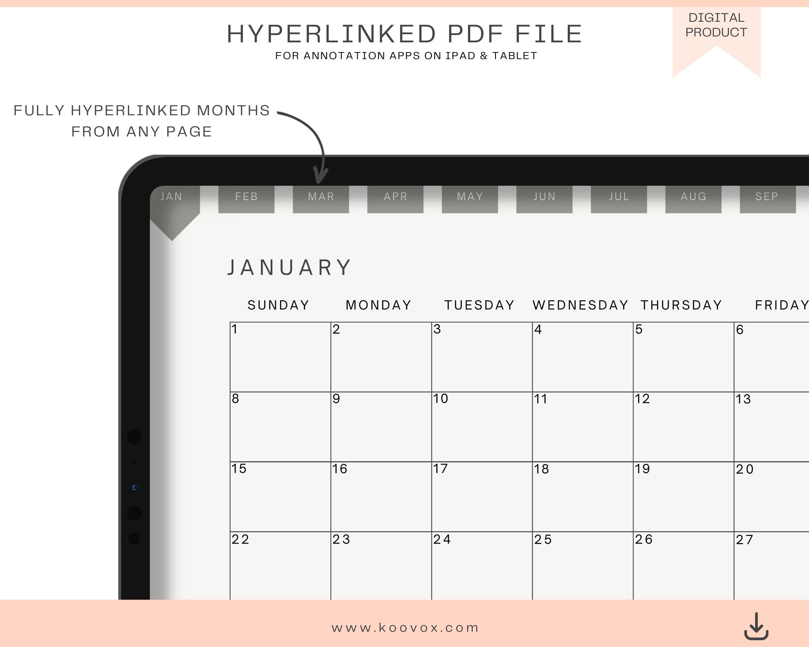 2023 Printable Calendar Landscape, Minimalist Monthly Calendar 2023