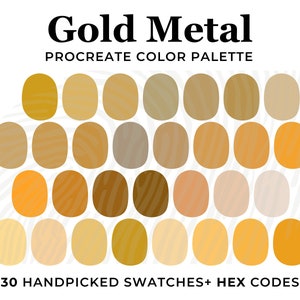 Gold Procreate Farbpalette: Gelbe Metallic-Muster (Digitaler Download)