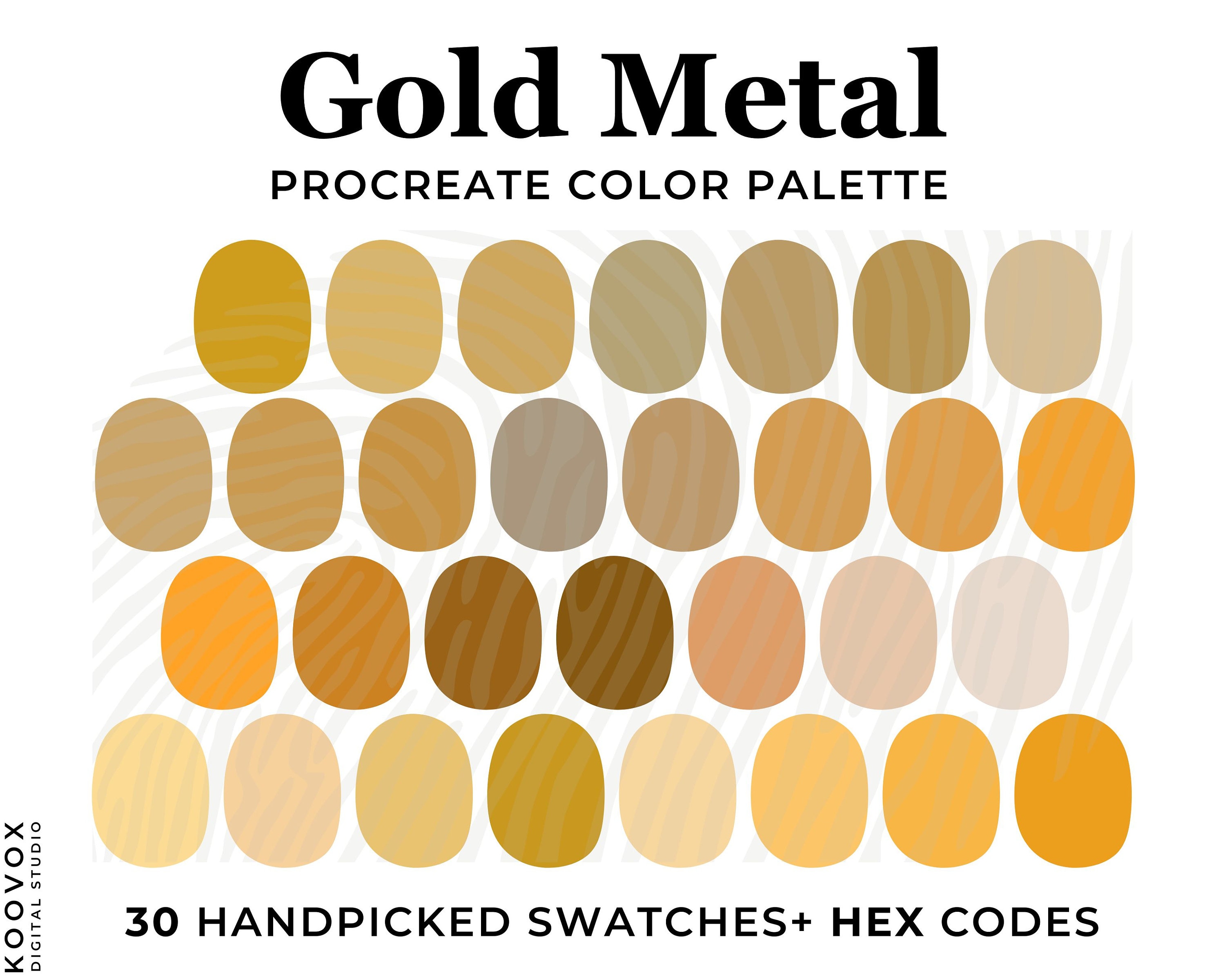 Gold Color Palette Procreate, Yellow Procreate Color Palette, Hex Color ...