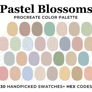 Pastel Color Palette for Procreate, Boho Procreate Palette, Flower Procreate Color Swatches, Hex Code, Soft Pastel palette, Rainbow Floral