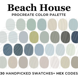 Beach Blue Color Palette for Procreate, Hex Codes, Procreate Swatches, Neutral Modern Palette, Beach house Color, Coastal Pastel Blue Beige