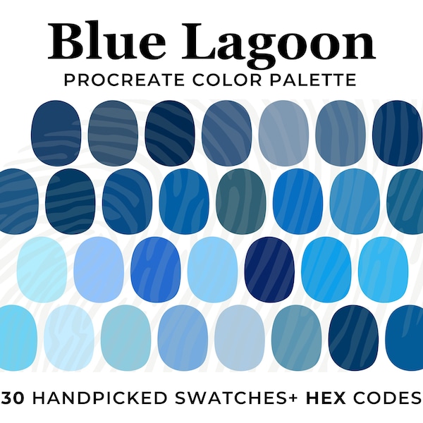 Ocean Blue Color Palette for procreate, Blue Procreate Color Palette, Blue Color Swatches, Hex Codes, monochromatic navy blue, deep blue sea