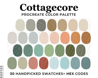 Cottagecore Color Palette Procreate, Procreate Swatches Cottage core vibes, Color Scheme, boho cottagecore, procreate Palette Hex codes