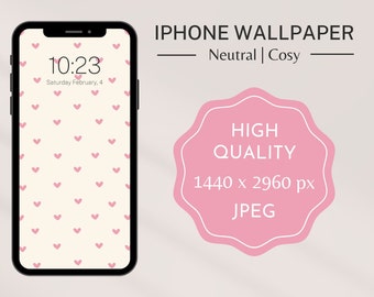 Minimal hearts iPhone Wallpaper, Cute Pink phone background, Neutral  Hearts Home Screen, Valentines android Lock Screen, love iOS wallpaper