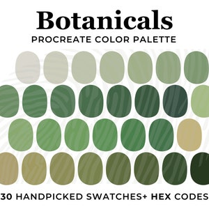 Green Botanical Procreate Color Palette: Succulent Garden Swatches (Hex Codes)