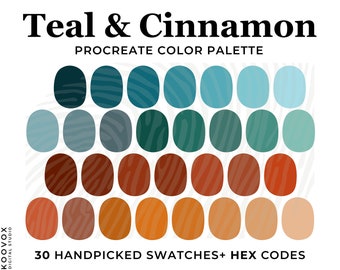 Teal Brown Procreate Color Palette, Blue Procreate Swatches, HEX Codes,  Digital Download, iPad lettering, Sand and Sea Art illustration