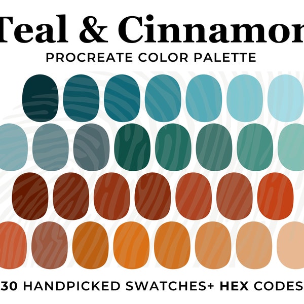 Teal Brown Procreate Color Palette, Blue Procreate Swatches, HEX Codes,  Digital Download, iPad lettering, Sand and Sea Art illustration