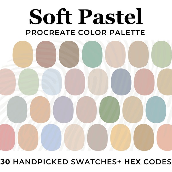 Soft Pastel Color Palette, summer Pastel Procreate Palette, Feminine aesthetic Procreate swatches, neutral soft pastel, Soft Boho colors