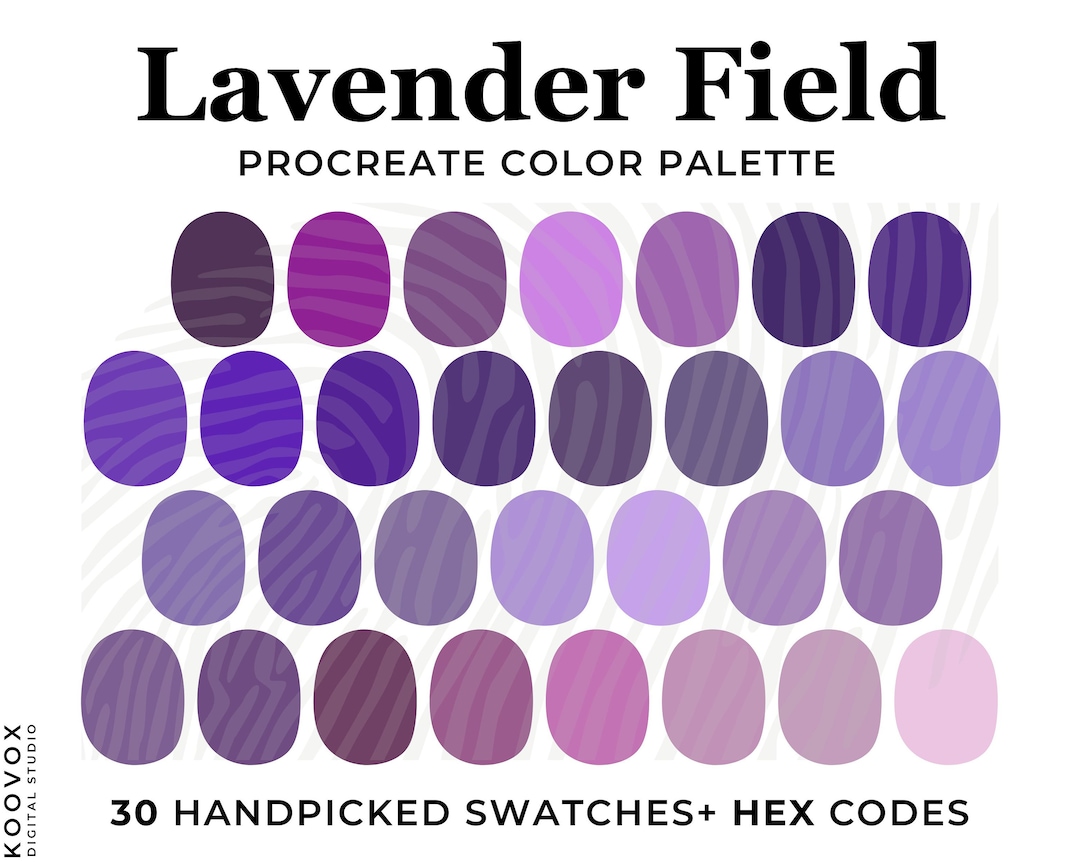 Purple Color Palette for Procreate: Amethyst, Lavender, Lilac (30 ...