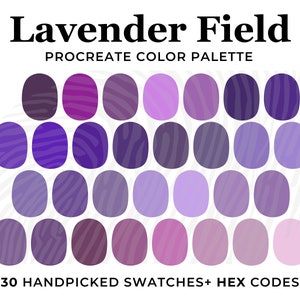Purple Color Palette for Procreate: Amethyst, Lavender, Lilac (30 Swatches + Hex Codes)