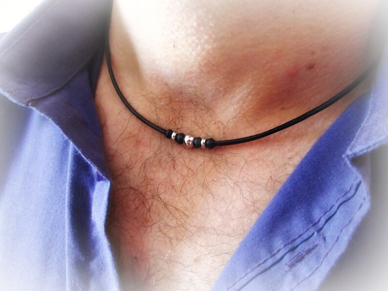 Beaded Rope Choker for Men, Stainless Steel & Wood Necklace, Surfer