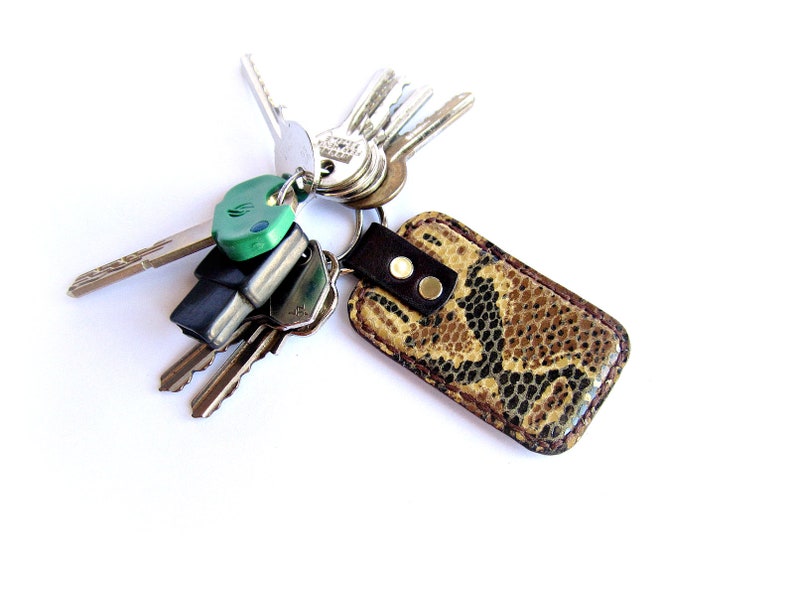 Python Snakeskin Keychain Leather Keyring Gift for Her Gift Etsy