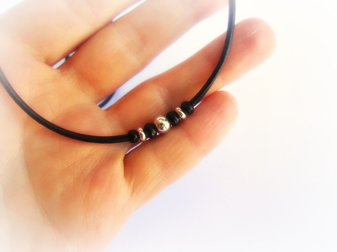 Beaded Rope Choker for Men Stainless Steel & Wood Necklace Etsy