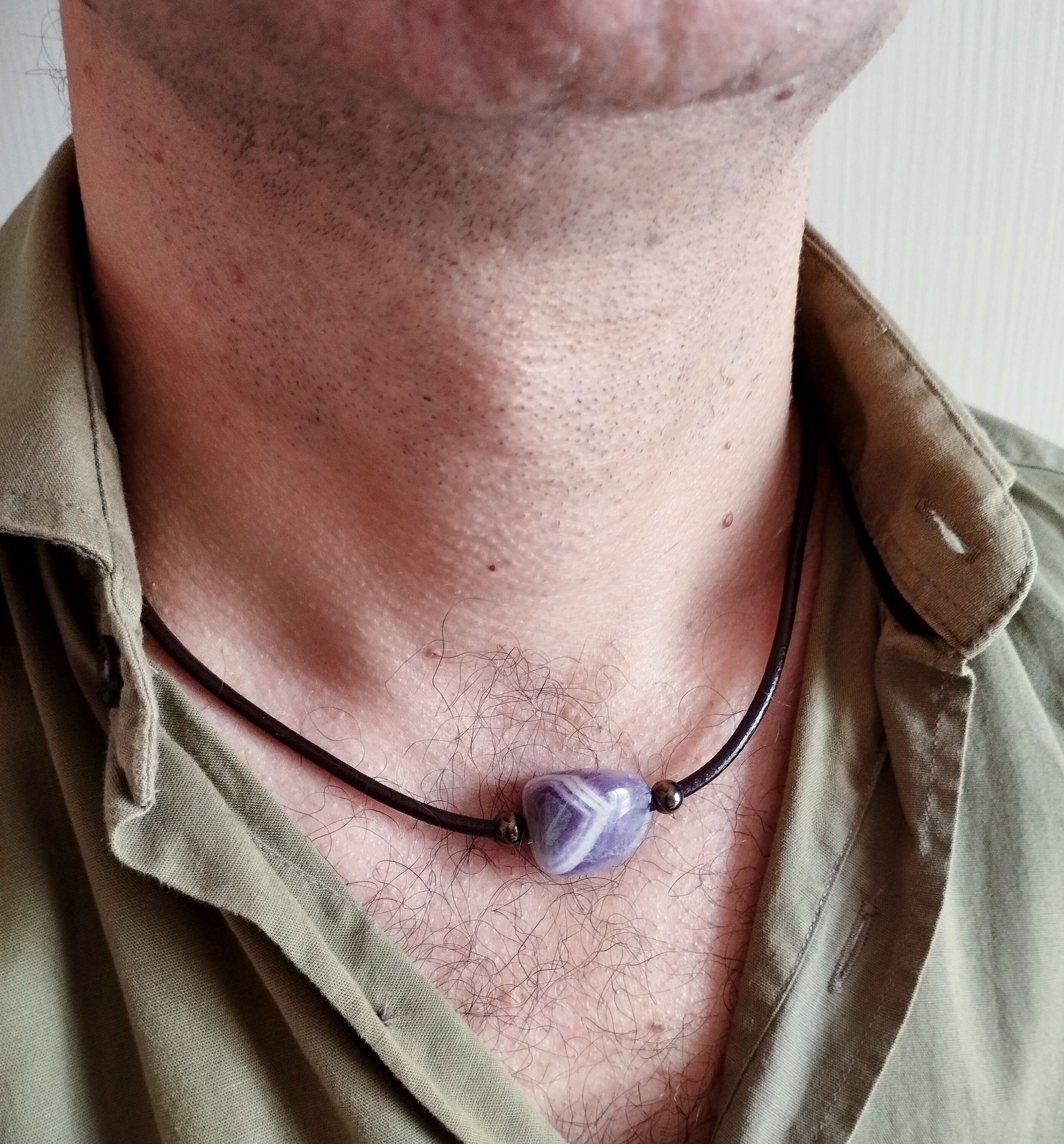 Amethyst leather necklace outlet