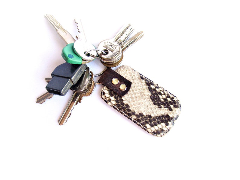 Python Snakeskin Keychain Leather Keyring Gift for Her Gift Etsy