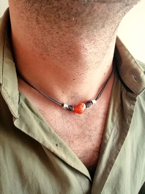Mens carnelian necklace deals