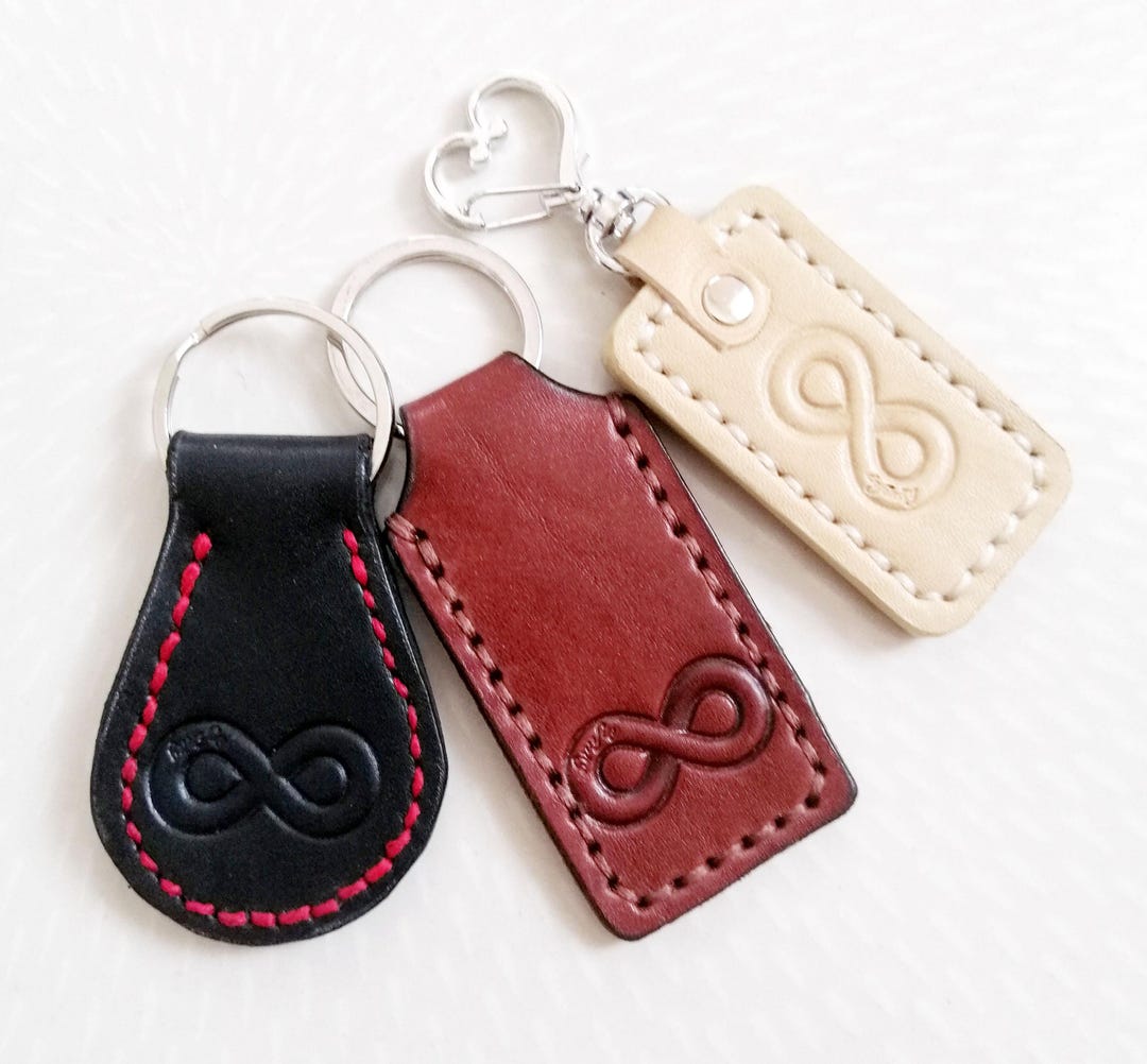 Portachiavi infinito, portachiavi pelle con anello, regalo per lui