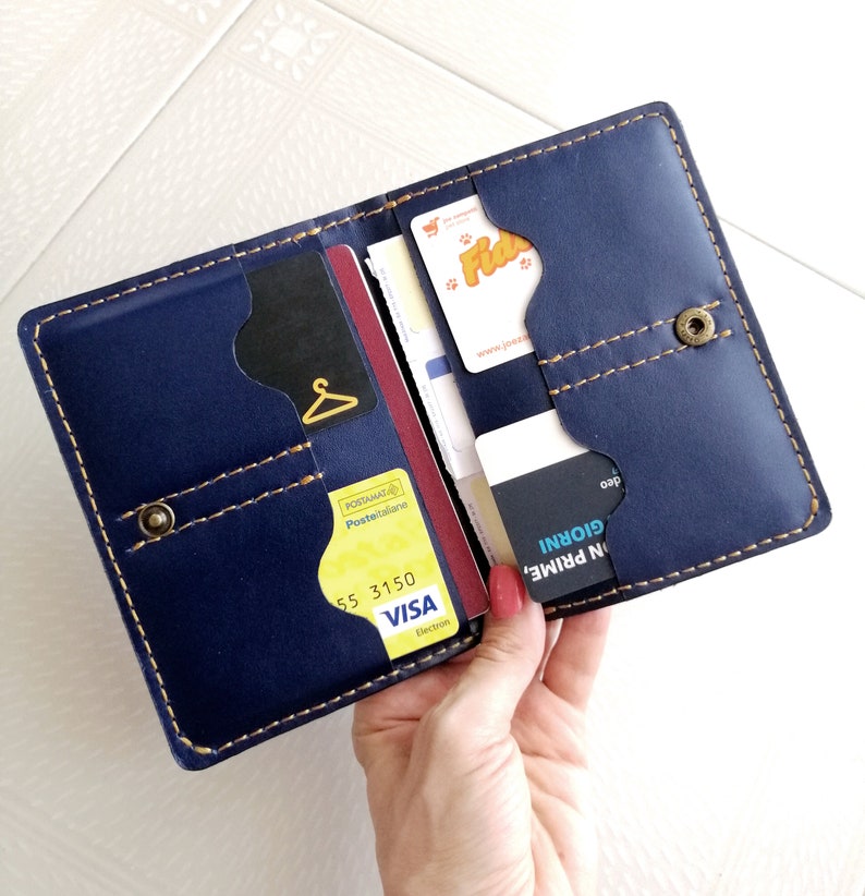 Travel Wallet Leather Document Case Blue Travel Organiser Etsy