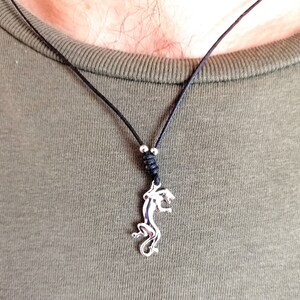 Sterling silver panther pendant, silver 925 necklace, pantera gift, wild animal cord necklace, big cat jewelry, gift for him for her