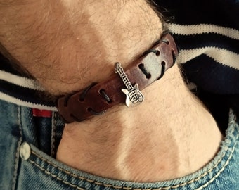 Braccale mult avvolgente per uomo n pelle marrone, regalo per le