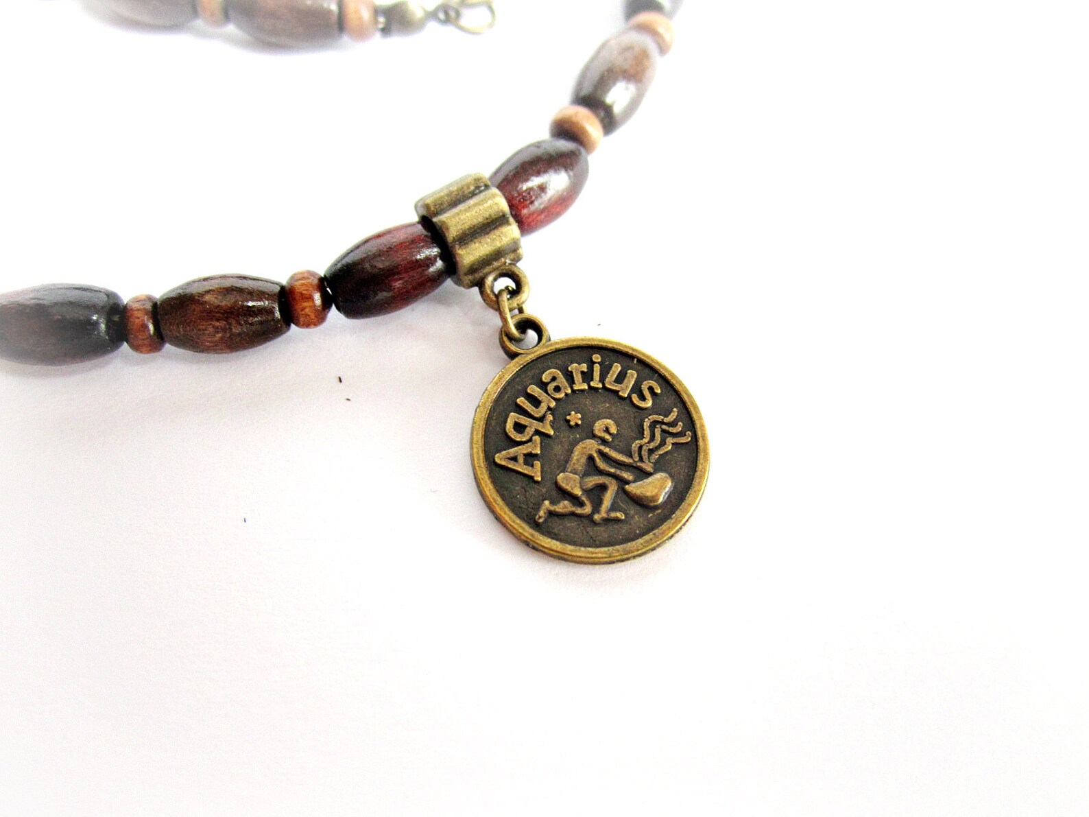 Zodiac Signs Necklace for Men Wood Beaded Necklace Horoscope Etsy