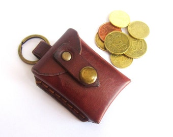 Porte-monnaie cuir, porte-clés, porte-monnaie fermeture à pression, cadeau pour lui, porte-monnaie homme marron