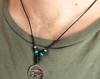 Stainless Steel Eye of Horus Necklace: Egyptian Amulet Charm